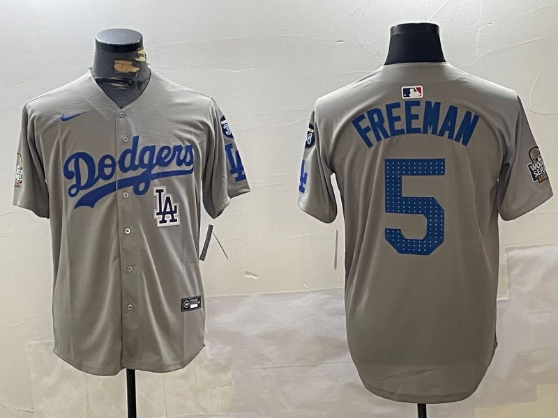 Men Los Angeles Dodgers #5 Freeman Grey Game 2024 Nike MLB Jersey style 112011->los angeles dodgers->MLB Jersey